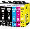 SINOPRINT Cartucce 407XL Compatibili per Epson 407XL 407 XL Cartucce d'inchiostro per Epson Workforce Pro WF-4745 WF-4745DTWF WF4745(5 Pack，2 Nero 1 Ciano 1 Magenta 1 Giallo)