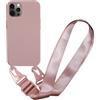 MBSLFY Cover Cordino per iPhone 16 Pro Max Custodia con tracolla, Regolabile Cellulare con Collana TPU Corda Silicone con Practical Stylish Custodia telefono - Rosa chiaro