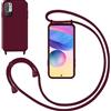 GoodcAcy Cover con Collana per Xiaomi Redmi Note 10 5G,Custodia Silicone Liquido con Cordino per POCO M3 PRO,Custodia con Regolabile Collana Case con Laccio Tracolla per Xiaomi POCO M3 PRO,Rosso