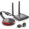 AIMIBO Wireless HDMI Transmitter and Receiver, HDMI Senza Fili, 164 Piedi/50MTrasmettitore e Ricevitore HDMI Wireless 4K Adattamento a Doppio Schermo, Rosso