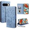 LSPCASA Protettiva Case Per Google Pixel 9 Pro XL 5G 6.8 Pollici Funzione Stand Cover Google 9 Pro XL Con Cinturino Da Polso Staccabile Cover Google 9 Pro XL Con Slot Per Schede Blu
