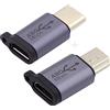 cablecc 2 pz/lotto 480Mbps USB2.0 Micro a Mini USB Tipo-C USB-C femmina a maschio adattatore di alimentazione dati design reversibile con fori catena