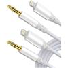 Deuomerk Cavo Aux i Phone (2 Pack 1.2M), Cable 3.5 mm Aux Light-ning Adattatore [Certificato MFi] Cavo i Phone a Jack Audio per iPhone 14/13/12/11/X/8/7, per Autoradio/Cuffie/Altoparlanti, Bianco