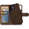 MyGadget Cover per iPhone 12 Mini - Custodia Libretto Magnetica - Custodia Portafoglio Flip Wallet Case Porta Carte Similpelle PU Removibile - Marrone