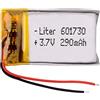 Liter energy battery Batteria 601730 LiPo 3.7V 290mAh 1.073Wh 1S 5C Liter Energy Battery per l'elettronica Ricaricabile Telefono Portatile Video Luce LED GPS - Non adatto per Radiocomando 32x17x6mm (290mAh|601730)