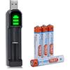 PowerTrust Batteria AAAA, PowerTrust 4 batterie ricaricabili da 450 mAh, con caricatore per Surface Pen/Stylus Pen/Surface Pro 3/4 Penna/Digital Pen MS/Touch Pen