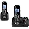 Amplicomms per Delta 2 Telefoni Cordless Twin Duo Amplificato per Anziani Suoneria 90dB Volume 35dB Segreteria Telefonica Call Blocker blocco chiamate indesiderate Tasto Black List Vivavoce