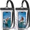 TECHGEAR Custodia per Cellulari Impermeabile e Galleggiante, 2 Pezzi Cover Impermeabile IPX8 per Smartphone con Cordino per iPhone 14 13 12 11 Samsung Galaxy S23 S22+ e Altri Telefoni Fino a 7