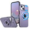 BEENTRYS Cover Magnetica per iPhone 14 Plus/iPhone 15 Plus,Compatibile con MagSafe Fotocamera Scorrevole Protezione Anello Supporto Grado Militare Antiurto Antigraffio Protettiva Custodia-Viola