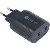 REY Spina per caricabatterie da muro con doppia porta USB 3.1 tipo C, ricarica rapida da 40 W, nera