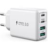 sccvee Caricatore USB C, 40 W 4 porte USB C blocco di ricarica rapida, Doppia portaPD&QC3.0, multiporta tipo C, compatibile con iPhone 12/13/14/15/16/Pro/Pro Max/XS/XR/Telefono/Tablet