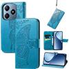 JIUNINE Cover per Realme C63 / Realme C61, Custodia Interno TPU Antiurto Portafoglio con Disegni di Farfalla [Carta Fessura] [Supporto Stand] Cover Libro in PU Pelle per Realme C63, Blu