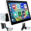 Fuluku 10.1 Pollici Rimovibile Autoradio 1 Din Carplay Android Auto, Regolabile Schermo Tattile 1 Din Radio Bluetooth/FM/SWC/Mirror Link/Telecamera di Backup/MIC/Supporto TF Card