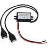 Toaluea Adattatore USB da 12V a 5V, Convertitore Buck 12W 3A, Stabilizzatore di Tensione Impermeabile IP67, DC-DC Trasformatore di Alimentatore Doppiausb per Auto