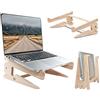 Jodsen Supporto PC Portatile,Supporto per Laptop di Legno,Supporto per Computer Portatile per Scrivania Raffreddamento Ventilato,Supporto Portatile per Notebook Pieghevole,per Macbook Air Pro Lenovo Dell HP