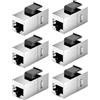 AOUZOVLI Cavo Di Prolunga Da 10 Gbps Da 6 Pezzi Accoppiatore Rj45,Connettori Rj45 Cat 7 Per Cavi Ethernet,Presa A Femmina Ethernet,Riduce Le Interferenze Emi/Rfi,Non Sono Richiesti Attrezzi,Argento
