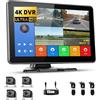 GOHHDL Telecamera Posteriore Set di 4 Telecamere Cablate, Monitor IPS HD da 10,1 Pollici 4K DVR con BSD, Impermeabile IP68, Registrazione, Monitoraggio del Parcheggio, Linee di parcheggio, 12V-24V