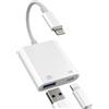 Aksenli Adattatore USB Lightning(2 in 1)per iPhone 14 Pro Max Cavo OTG 3.0 Lettore Schede Caricatore Adapter per Apple per iPad Chiavetta USB A Fotocamera Memoria Porta Transferimento Mouse Tastiera Accessori