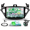 Rimoody 4G+128G Wireless Carplay Android Autoradio per Opel Corsa E 2015-2019/Opel Adam 2013-2016 9 Pollici Incell Schermo Autoradio con Android Auto GPS Navi WiFi Bluetooth FM/RDS/SWC Telecamera Posteriore