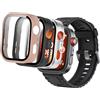 MEMELOKA Cover per Huawei Watch Fit 4 PRO con Vetro Temperato[3 Pezzi], Ultrasottile Rigida PC Case Protettiva Anti-Graffio e HD Clear Pellicola Protettiva, Rosa + Argento + Nero