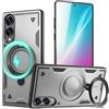 NALIA Custodia Magnetica Robusta per Samsung Galaxy S25 Edge - Anello Supporto 360° & Compatibile MagSafe - STORMGUARD (Cover Outdoor) - Marchio Tedesco, Colore:Argento Tempestoso