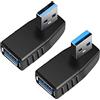 HSP-HSWITI Adattatore USB 3.0 ad alta velocità, accoppiatore verticale a 90 gradi maschio a femmina, connettore estensore spina ad angolo retto e sinistro (2 pezzi)
