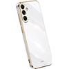 RankOne La Custodia del Telefono è Adatta per Samsung Galaxy A34 5G (6.6 Inches), Case per Cellulare in Silicone con Telaio Galvanico - Bianco