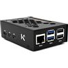 KKSB Cases KKSB Raspberry Pi 5 Custodia - Alluminio sabbiato - Spazio per Ventola Dissipatore Raspberry Pi 5 - Etichette a laser per Pin - Pulsante di Avvio Integrato