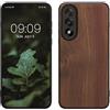 kwmobile Custodia Compatibile con OnePlus Nord 5 Cover - Protezione in Legno per Smartphone - Back Case con Bumper in Silicone TPU - Marrone Scuro