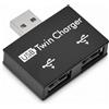 Topiky Hub USB, Hub USB2.0 Maschio a 2 porte USB Twin Charger Splitter Adapter Converter Kit, Plug and Play(nero)