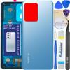LUVSS Coperchio Copribatteria Scocca Vetro Posteriore Imposta per Xiaomi Redmi Note 12 PRO+ Plus 5G (Blu)