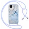 Foonary Cover con Cordino per Xiaomi Redmi 9C 4G / 9C NFC / 10A 6,53, Custodia con Laccio Collana Tracolla Aesthetic Disegni Morbido Antiurto TPU Necklace Regolabile Protettiva Corda Case, Marmo 2
