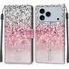 KENHONER Cover Compatibile con iPhone 17 Pro Max, Premium Pelle PU Portafoglio Flip Libro Custodia per iPhone 17 Pro Max [Protezione Completa] - rosa