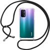 Majen Cover Collana per Cellulare Compatibile con Oppo A74 [Versione 4G] Custodia Trasparente Silicone con Cordino Necklace Case Antiurto Protettivo Cover Custodia da Collo Custodia con Cordino, Nero