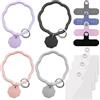 CKANDAY 4 braccialetti da polso per telefono + 4 cordini per telefono in tela + 4 linguette in plastica, anello da polso universale in silicone anti-smarrimento cinturino ad alta elasticità smartphone