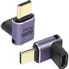 QIANRENON 90 Gradi Angolo USB C 4.0 Adattatore 240W 40Gbps Type C 4.0 Maschio a Femmina Retto Angolo Accoppiatore, 8K audio/video Luce LED, per Smartphone Tablet Steam Deck, 2Pcs(Curva Stereo)