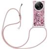 YAMCCCSE Custodia con Cordino per Xiaomi Redmi A3 2024,Liquid Quicksand Cover con Collana Practical Stylish,Silicone Liquido Antiscivolo Case per Cellulare Girocollo，Rosa