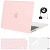 MOSISO Cover Compatibile con MacBook Air 13 Pollici M4 M3 M2 2025 2024 2023 2022 A3240 A3113 A2681 per Air 13,6 Pollici Custodia,Case&Copritastiera&Proteggi Schermo&Telefono Cordino,Gesso Rosa