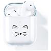 AKABEILA Cover AirPods Case, compatibile con AirPods 2 e 1 cover in silicone trasparente custodia protettiva per AirPods Case (LED anteriore visibile) antiurto custodia motivi carini, gatto