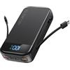 SOUNIX Power Bank 20000 mAh, Caricatore Portatile con 2 Cavi Integrati, Ricarica Rapida USB-C da 22,5 W, 5 Uscite, 3 Ingressi, Pawerbank per iPhone Samsung S25 S24 iPad