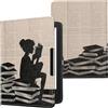 kwmobile Custodia eReader Compatibile con Tolino Vision 1/2 / 3/4 HD Cover - eBook Reader Flip Case - nero/beige - Ragazza e Libri