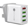 GLOBAL TECH Caricatore USB, 4 Porte Caricatore USB da Muro 40W QC 3.0 Carica Rapida CaricabatterieUSB Multiplo Alimentatore Presa USB per iPhone 15 14 13 12 11 X, Samsung Galaxy S21 S20 A71 A51, Xiaomi