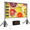 TOWOND Schermo di proiezione da 120 pollici con supporto pieghevole portatile 16:9 HD schermo di proiezione esterno per home theater giardino proiezione anteriore e posteriore in poliestere antirughe