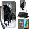 PHINIENLAND Cover per Huawei P30 Lite custodia portafoglio Cavallo nero | 3 scomparti carte, 1 tasca banconote, Chiusura magnetica, Supporto, Pelle PU flip cover per Huawei P30 Lite