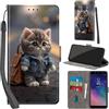 Haninsuze Cover per Samsung Galaxy A6 2018, Gatto | Pelle PU Portafoglio, Porta Carte, Magnetica, Libro, Antiurto Custodia
