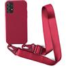 2NDSPRlNG Cover con collana compatibile con Samsung Galaxy A32 4G, cordino in corda con ciondolo in silicone morbido, colore: Rosso