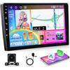 Motorsi 2 Din Android Auto Radio 4+64G e IOS Carplay 9'' IPS HD Touchscreen Android 15 Autoradio con Bluetooth 5.0 GPS Navi 32EQ WiFi 2USB + Telecamera Posteriore & Microfono