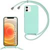 Beajew Custodia per iPhone 12 Mini Cover con Regolabile Rimovibile Corda da Catena Collana Necklace Antiurto Cordino Collari per iPhone 12 Mini, Verde Menta