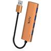 IVIIN Hub USB 3.0 con 4 Porte, Sdoppiatore Adattatore Multiporta Alta velocità 5Gbps, Compatibile con MacBook PRO Air iMac Surface Pro Laptop Disco Rigido Tastiera, Arancione