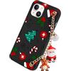 Yirlbey Natale Cover con Cordino Catena per iPhone 15 Albero, Morbido Silicone Custodia con Christmas Aesthetic Neve Xmas Disegni, Antiurto Protettiva Case con Tracolla Collana iPhone 15 6,1